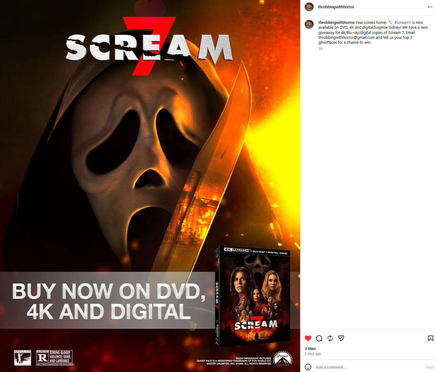 Throbbing With Horror - Instagram Post